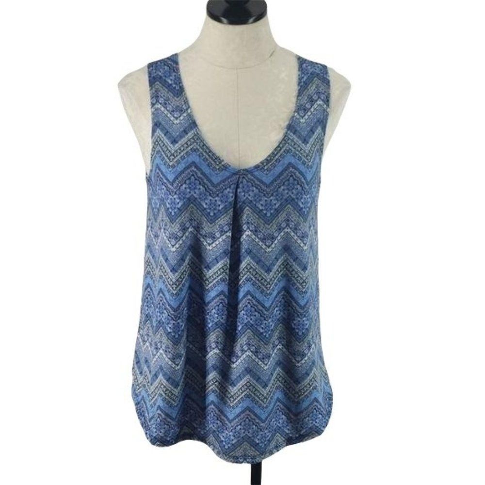 Bobbie Brooks Boho Blue Black Striped Crochet Strap Tank Top Small